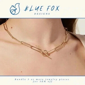 *NEW* 18K Gold Plated Chainlink Necklace w/ Toggle Closure  (GOLD)